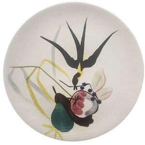 MCM Red Wing Capistrano DESSERT PLATES (4) VINTAGE Textured Swallow Hand Painted
